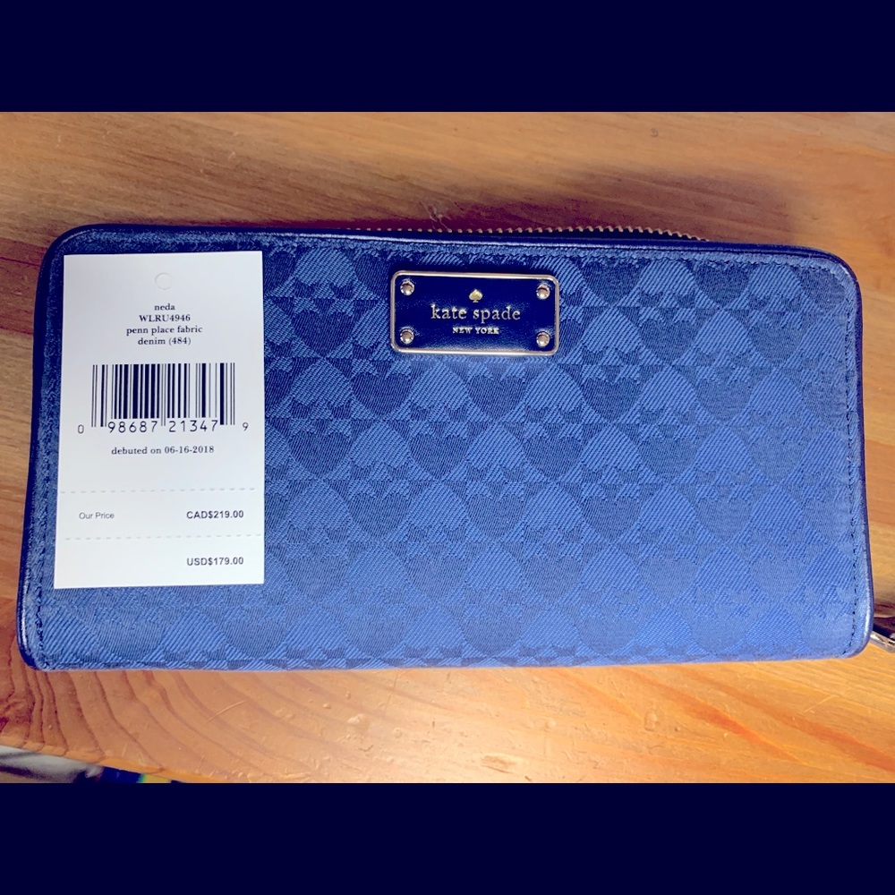 Kate Spade Neda Blue Fabric wallet